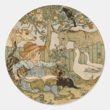 Reading to the Animals Round Sticker