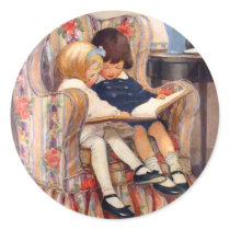 Reading Together Round Stickers