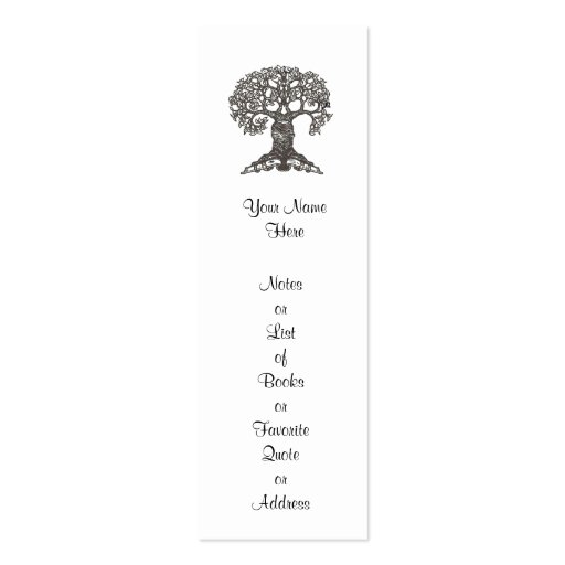 Reading Tree Mini Bookmark to Customize Business Card Template (front side)