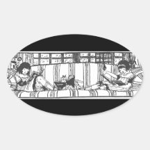 Reading with Dolly Oval Stickers