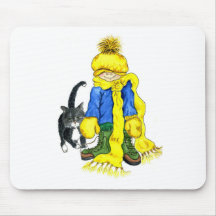 Ready to Go Outside - little girl and her cat Mouse Pad