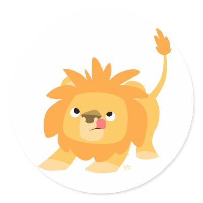 Ready to spring Cartoon Lion round sticker by Lioness_Graphics