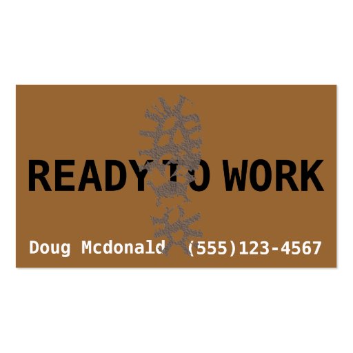 READY TO WORK now.Job Search.Make Money.Labor Business Card (front side)