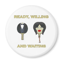 Ready Willing Ping Pong Fridge Magnets