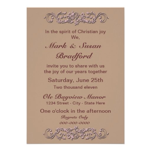 Reaffirmation of Vows - Beige - Rose Faux Embossed Personalized Invitation