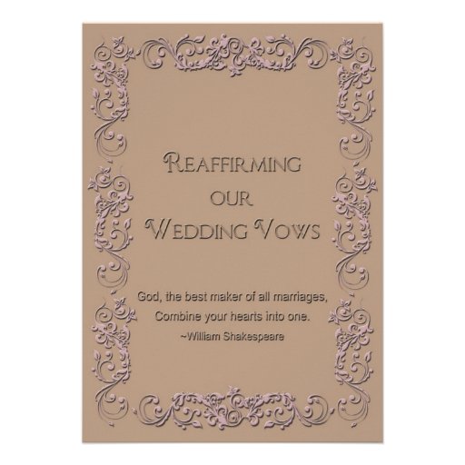 Reaffirmation of Vows - Beige - Rose Faux Embossed Personalized Invitation