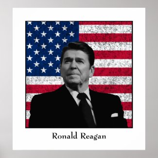 Reagan and The American Flag print