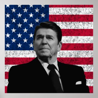 Reagan and The American Flag print