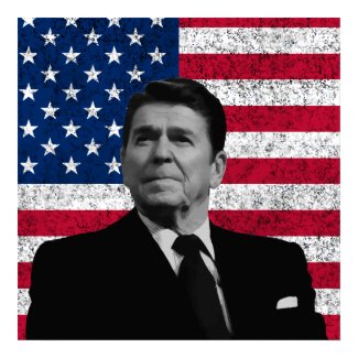 Reagan and The American Flag print