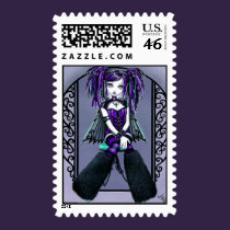 "Reagan" Purple Cyber Goth Fairy Postage postage