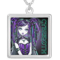 reagan, fairy, cybergoth, industrial, faery, gothic, radioactive, fantasy, cyberpunk, art, myka, jelina, Necklace with custom graphic design