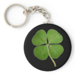 Real 4 Leaf Clover Shamrock Black Key Chain