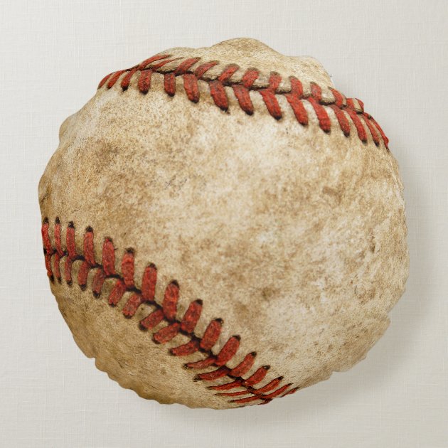 Real Baseball Photo Vintage Old Stylish Round Pillow