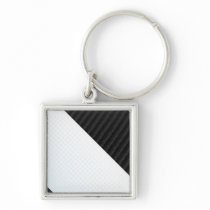 Real Carbon Fiber and Halftone Textured Layout Key Chain