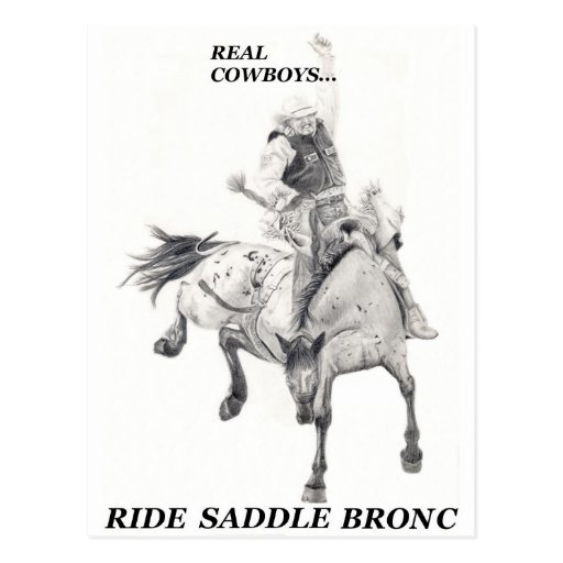 Real Cowboys Ride Saddle Bronc Post Cards