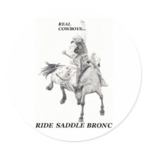 Real Cowboys Ride Saddle Bronc stickers