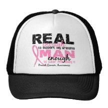 Real Enough Man Enough Grandma 2 Breast Cancer Mesh Hats