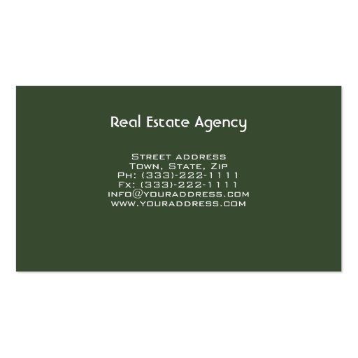 Real Estate Agency Green Business Card (back side)