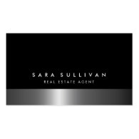 Real Estate Agent Bold Dark Chrome Business Card