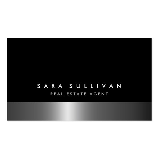 Real Estate Agent Bold Dark Chrome Business Card