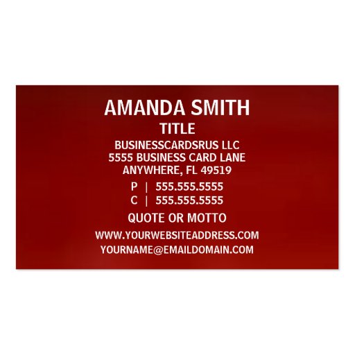 Real Estate Agent Red Business Card (back side)