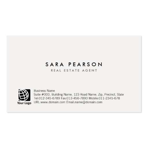 Real Estate Agent Simple Minimal Business Card (front side)