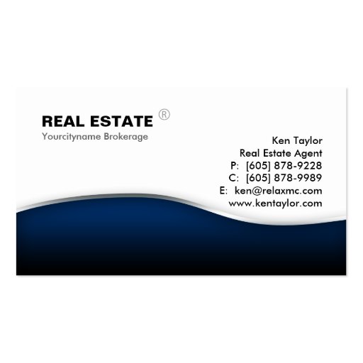Real Estate Blue Wave Modern Metal Business Card Template (front side)