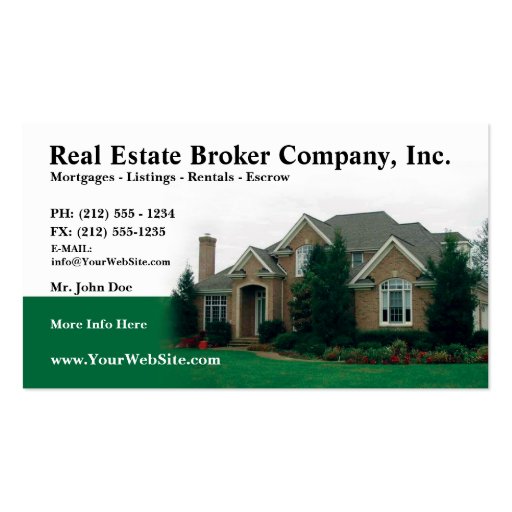 Real Estate Broker Editable Business Card (front side)