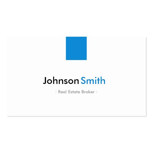 Real Estate Broker - Simple Aqua Blue Business Card (front side)