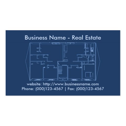 Real Estate Business Card: Floor Plan Blueprint (front side)
