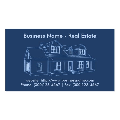 Real Estate Business Card: House Blueprint (front side)