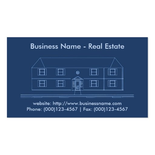 Real Estate Business Card: House Blueprint (front side)