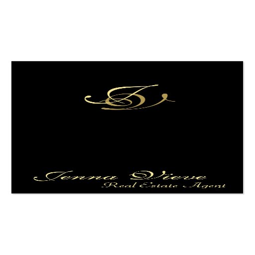 Real Estate Business Card Monogram Black & Gold