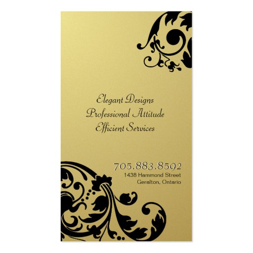 Real Estate Business Card Monogram Black & Gold (back side)