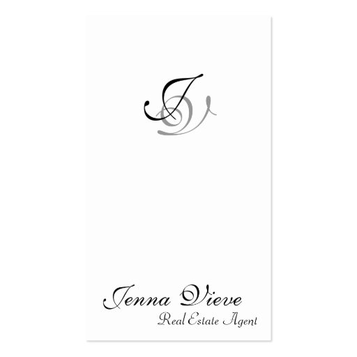 Real Estate Business Card Monogram Black & White (front side)