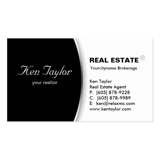 Real Estate Business Card Round Black Silver 2