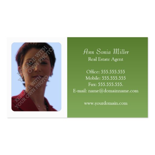Real Estate Business Cards - Olive Green (front side)