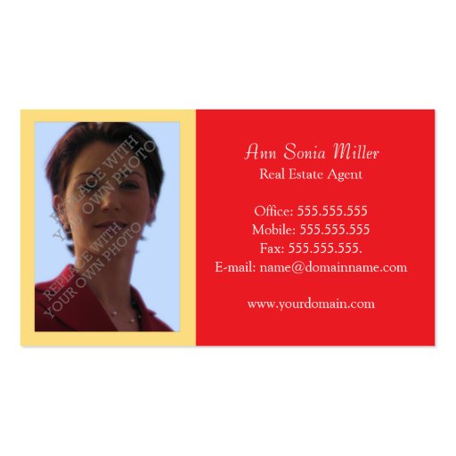 Real Estate Business Cards Template - Red Combo (front side)