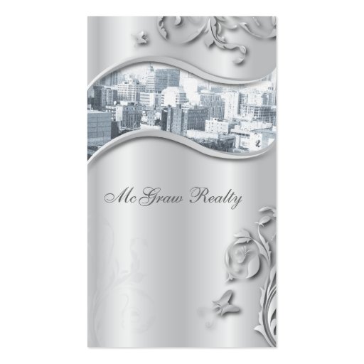 Real Estate Elegant Stylish Business Card Silver