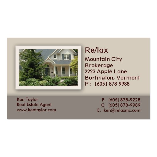 Real Estate Home Business Card Beige (front side)