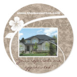 Real Estate Home Sticker Thank You Beige Damask