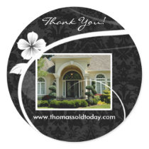 Real Estate Home Sticker Thank You Black Damask