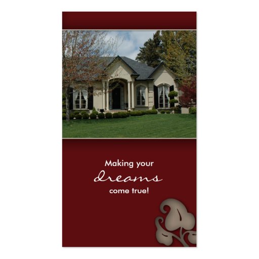 Real Estate House Business Card burgundy (front side)