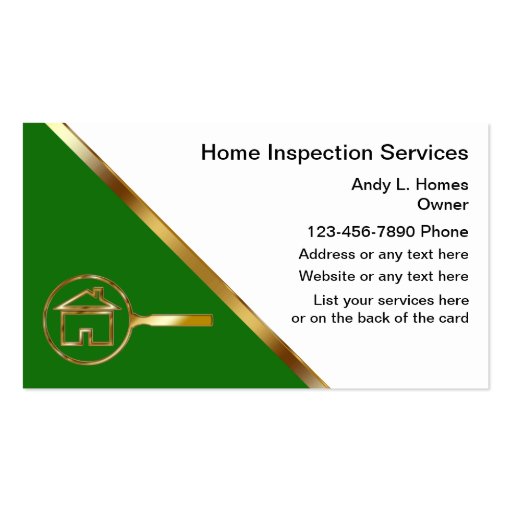 Real Estate Inspector Business Cards (front side)
