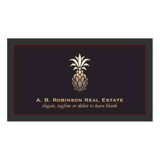 Real Estate Pineapple Motif  Business Card (front side)