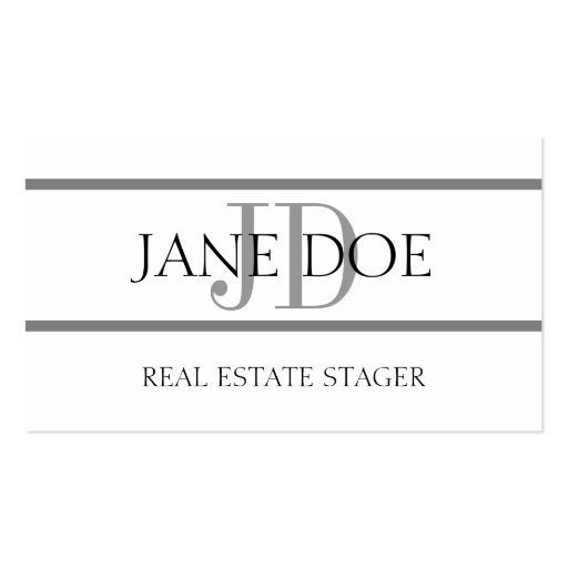 Real Estate Stager Stripe White Business Card Template (front side)