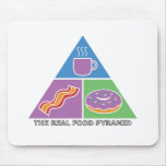 Real Food Pyramid - Coffee, Bacon, Donuts Mousepad