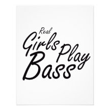Real Girls Play Bass black Personalized Invitations