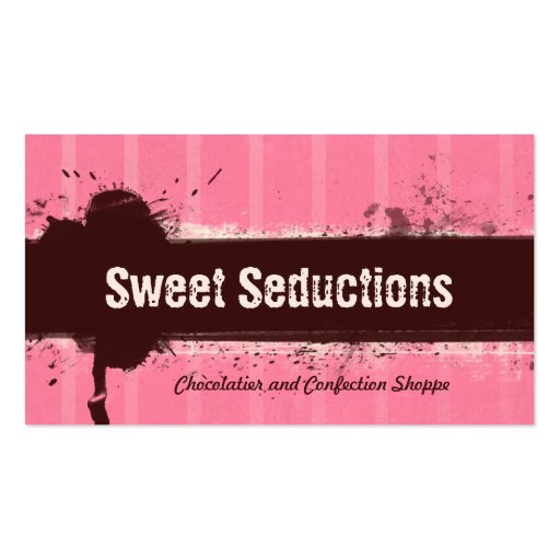 REAL Grunge Cocoa Strawberry Bakery Business Card