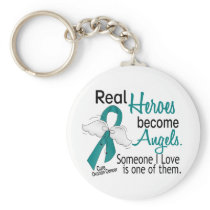 Real Heroes Become Angels Ovarian Cancer Key Chain